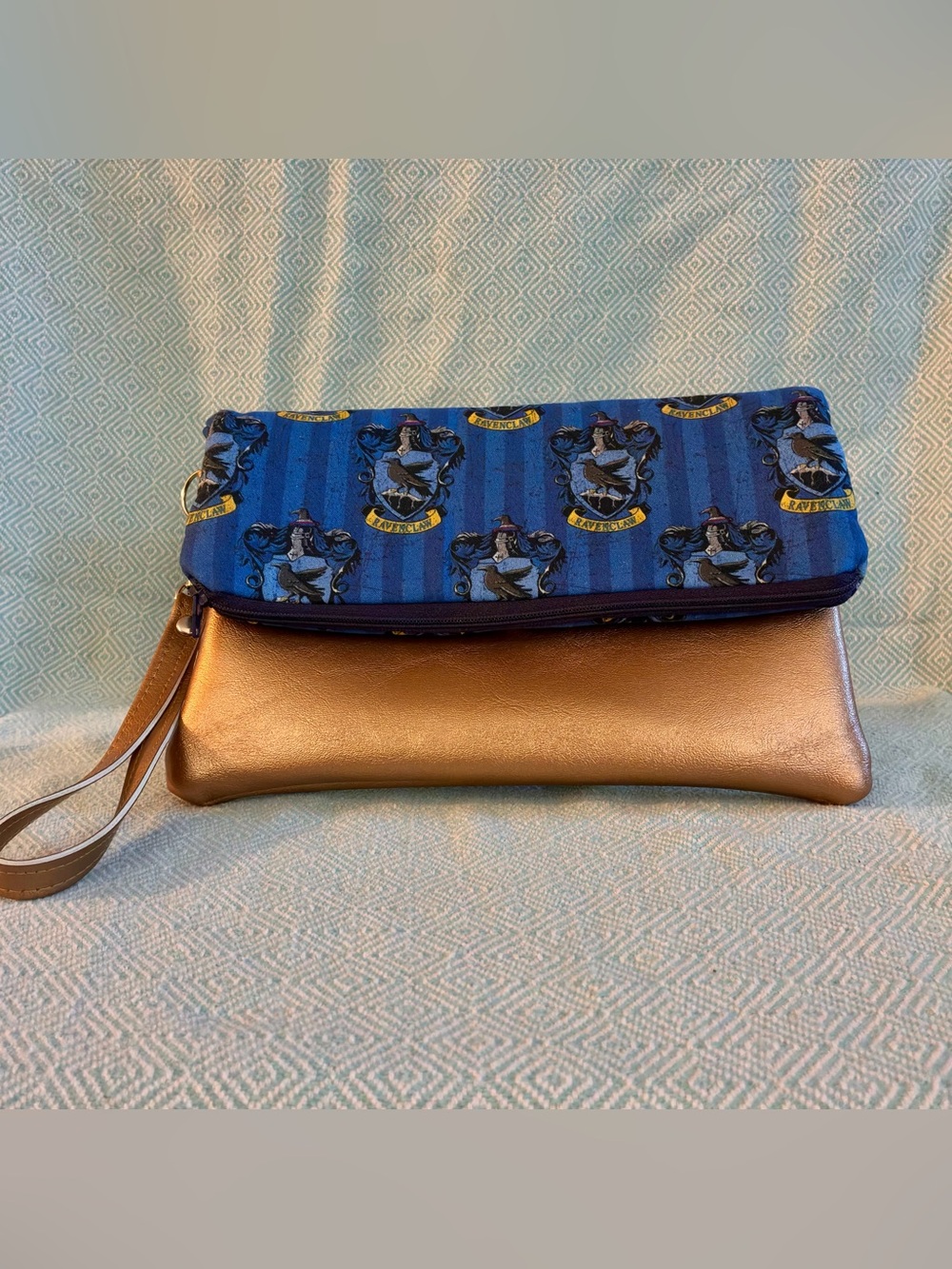 Handmade Harry Potter Ravenclaw Foldover Clutch Wristlet Bag